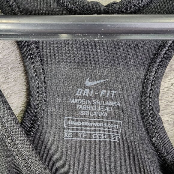 Womens Black Nike Dri-Fit Sports Bra Racerback Medium Support Size XS - Picture 3 of 7